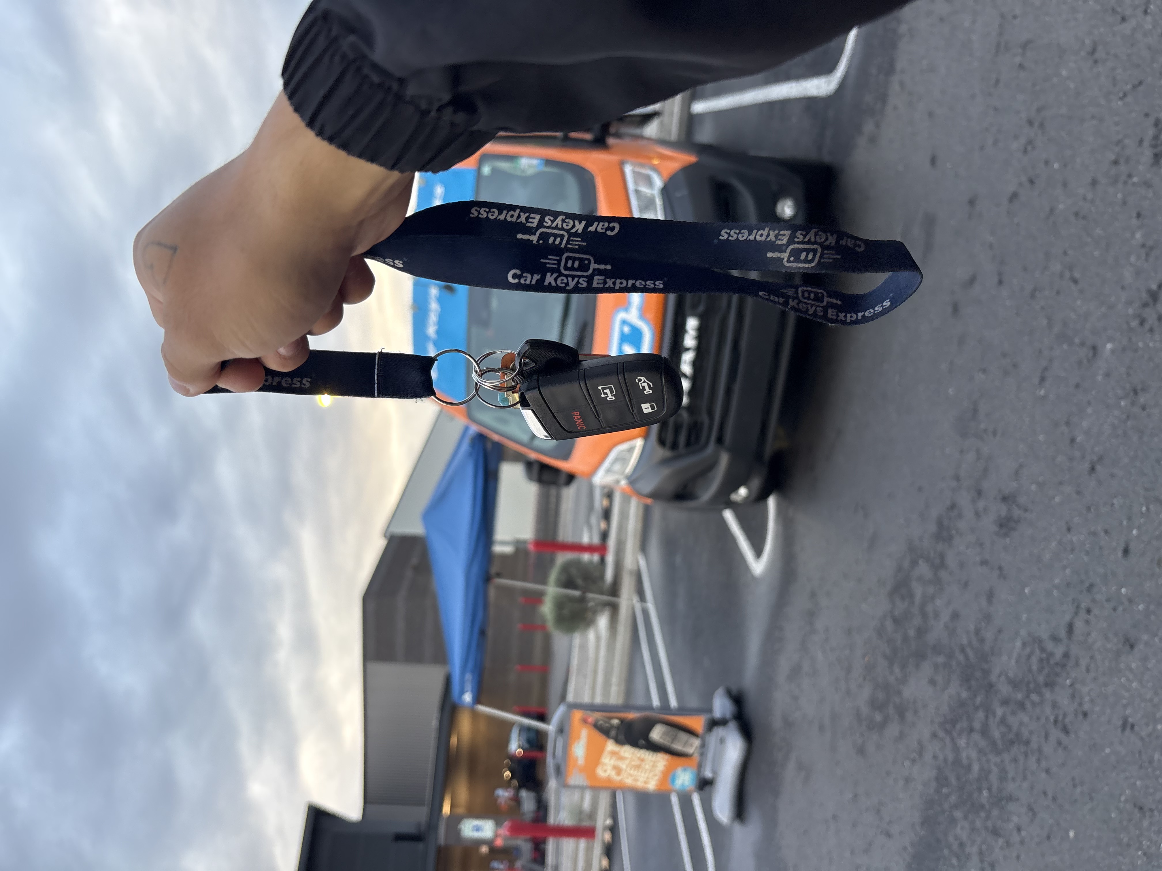 Car Keys Express branded key fob and lanyard